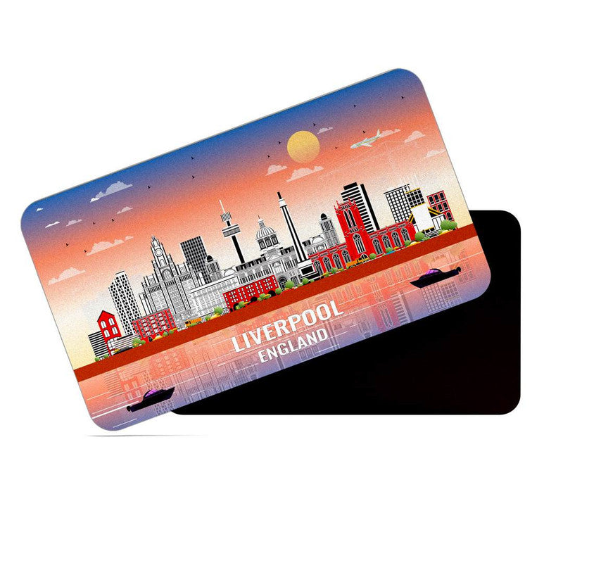 dhcrafts Fridge Magnet Rectangle Acrylic Glass (8.6 x 5.4 cm) Multicolor England Liverpool Design Pack of 1